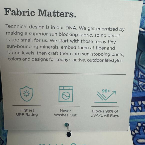 Coolibar Oceanside Tunic UPF 50+ Sun Protection Blue Mosaic Print Dress sz M NWT - Picture 9 of 13